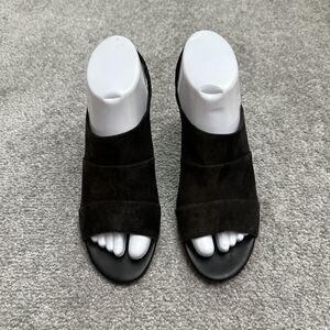 Clarks Artisan Suede Leather Slingback Sandals Womens 7 Black Open Toe Cuban